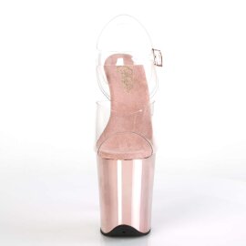 Pleaser Sandalia de Tacón FLAMINGO-808 Transparente Oro Rosado Claro Metalizado EU-38 / US-8
