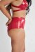 Lunalae Pantalones Cortos High Waist Basic Efecto Charol Rojo XS