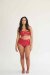 Lunalae Pantalones Cortos High Waist Basic Efecto Charol Rojo S