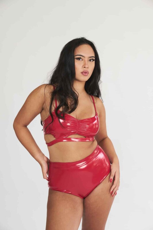 Lunalae Top Paige Efecto Charol Rojo S