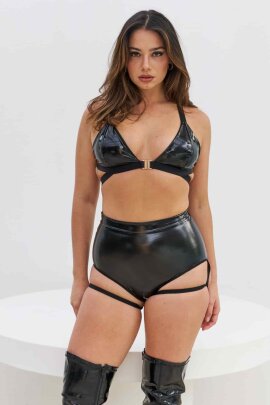 Lunalae Top Follow Me Efecto Charol Negro M
