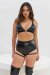 Lunalae Pantalones Cortos Lure You High Waist Garter Efecto Charol Negro