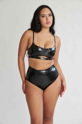 Lunalae Top Paige Efecto Charol Negro XS