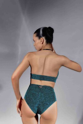 Polerina Top Bikini Verde Azulado Lurex M