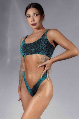 Polerina Top Pixi Verde Azulado Lurex XS