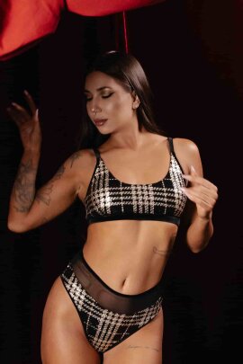 Polerina Top Pixi Nero Oro a Quadri S
