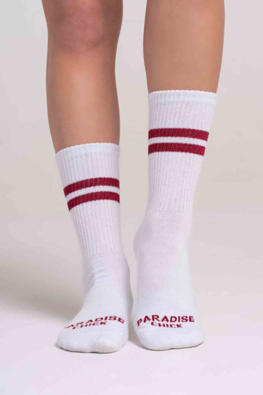 Paradise Chick Supreme Poledance Calcetines Blanco Burdeos