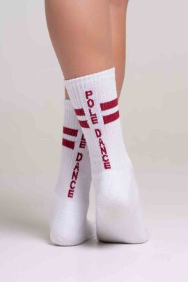 Paradise Chick Supreme Poledance Calcetines Blanco Burdeos