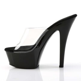 Pleaser Sandalia de Tacón KISS-201 Negro Transparente EU-37 / US-7
