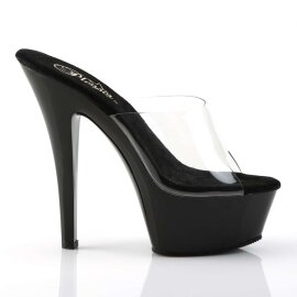 Pleaser Sandalia de Tacón KISS-201 Negro Transparente EU-39 / US-9