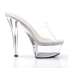 Pleaser Sandalia de Tacón KISS-201 Plata Transparente EU-41 / US-11