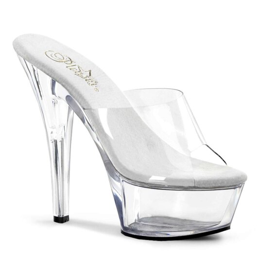 Pleaser Sandalia de Tacón KISS-201 Plata Transparente EU-35 / US-5