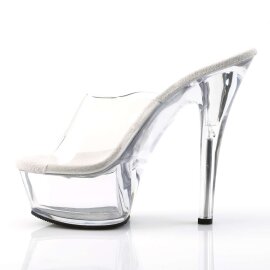 Pleaser Sandalia de Tacón KISS-201 Plata Transparente EU-35 / US-5