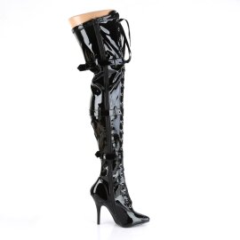 Pleaser SEDUCE-3028 Bota Alta Charol Negro EU-44 / US-14