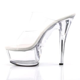 Pleaser Zapato Abierto KISS-202 Plata Transparente EU-35 / US-5