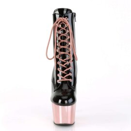 Pleaser Botín ADORE-1020 Charol Negro Oro Rosado Claro Metalizado EU-35 / US-5