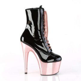 Pleaser Botín ADORE-1020 Charol Negro Oro Rosado Claro Metalizado EU-35 / US-5