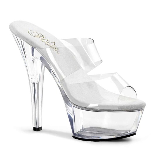 Pleaser Zapato Abierto KISS-202 Plata Transparente EU-37 / US-7