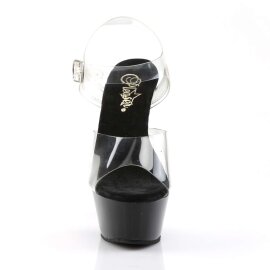 Pleaser Sandalia de Tacón KISS-208 Negro Transparente EU-37 / US-7