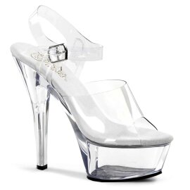 Pleaser Sandalia de Tacón KISS-208 Plata...