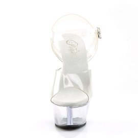 Pleaser Sandalia de Tacón KISS-208 Plata Transparente EU-37 / US-7