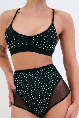 Lunalae Pantalones Cortos Roxie Diamante Negro S