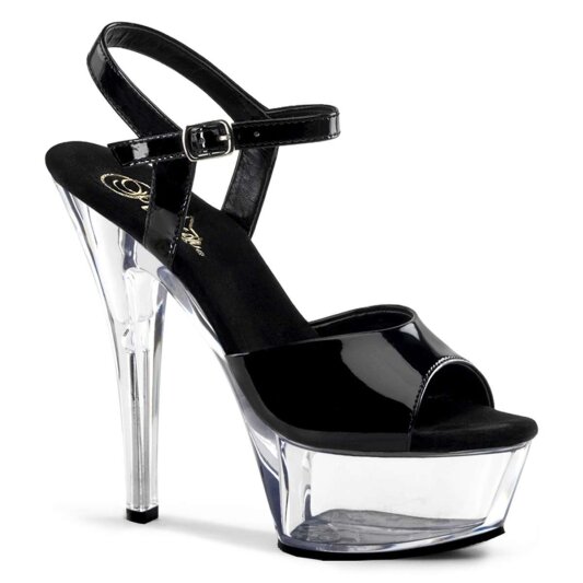 Pleaser Sandalia de Tacón KISS-209 Negro Transparente EU-35 / US-5