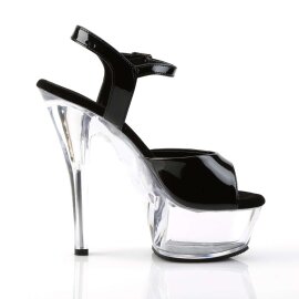 Pleaser Sandalia de Tacón KISS-209 Negro Transparente EU-35 / US-5
