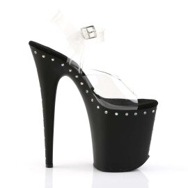 Pleaser Sandalia de Tacón FLAMINGO-808ABLS Negro Transparente Metalizado Seminuevos