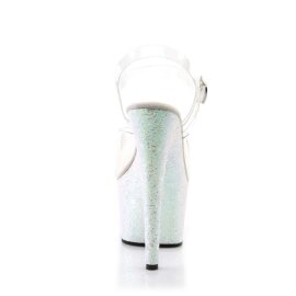 Pleaser Sandalia de Tacón ADORE-708LG Plata Transparente Multi Purpurina EU-37 / US-7