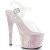 Pleaser Sandalia de Tacón ADORE-708LG Plata Transparente Multi Purpurina EU-37 / US-7