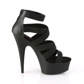 Pleaser Sandalia de Tacón DELIGHT-659 Negro Elástico Piel Sintética EU-35 / US-5