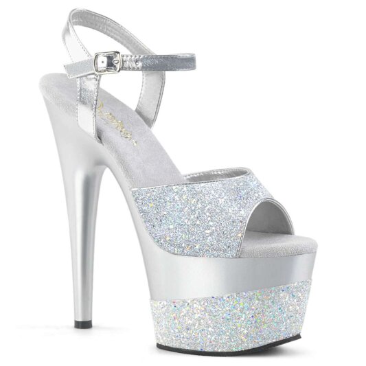 Pleaser Sandalia de Tacón ADORE-709-2G Plata Multi Purpurina EU-38 / US-8