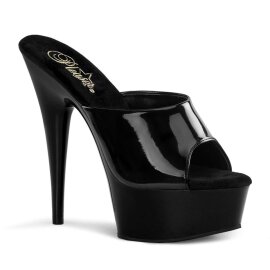 Pleaser Zapato Abierto DELIGHT-601 Negro Charol EU-39 / US-9