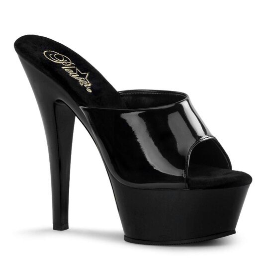 Pleaser Sandalia de Tacón KISS-201 Negro Charol EU-38 / US-8