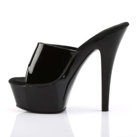 Pleaser Sandalia de Tacón KISS-201 Negro Charol EU-38 / US-8
