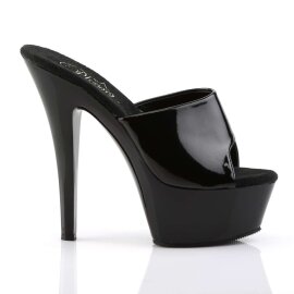 Pleaser Sandalia de Tacón KISS-201 Negro Charol EU-38 / US-8