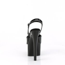Pleaser PASSION-709 Sandalia de Tacón Plataforma Charol Negro EU-38 / US-8