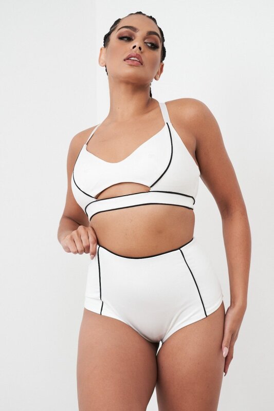 Lunalae Pantalones Cortos Tiro Alto Missy Blanco Seminuevos