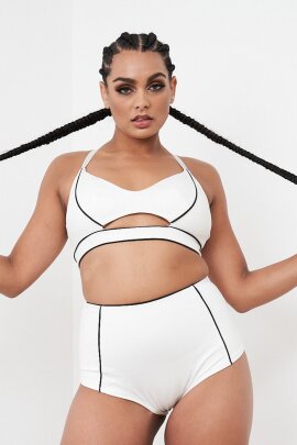Lunalae Pantalones Cortos Tiro Alto Missy Blanco Seminuevos