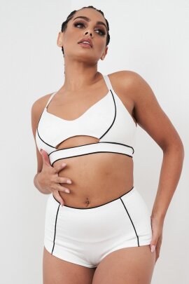 Lunalae Pantalones Cortos Tiro Alto Missy Blanco Seminuevos