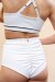 Lunalae Pantalones Cortos Tiro Alto Missy Blanco Seminuevos