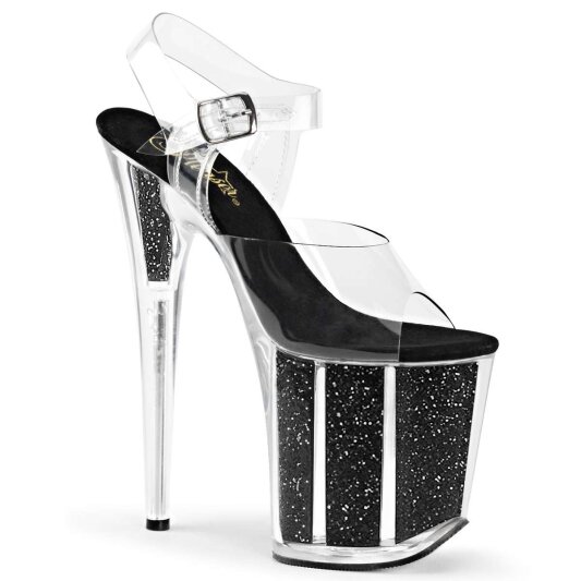 Pleaser Sandalia de Tacón FLAMINGO-808G Negro Transparente EU-42 / US-12