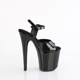 Pleaser FLAMINGO-809GP Sandalias de Plataforma Charol Purpurina Negro EU-43 / US-13