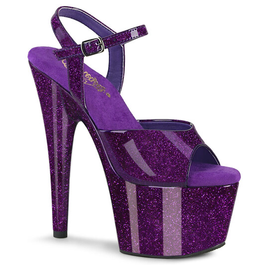 Pleaser ADORE-709GP Plataforma Sandalias de Tacón Alto Charol Brillante Lila Oscuro EU-42 / US-12