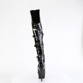 Pleaser DELIGHT-3018 Botas por encima de la rodilla con Plataforma Charol Negro EU-37 / US-7