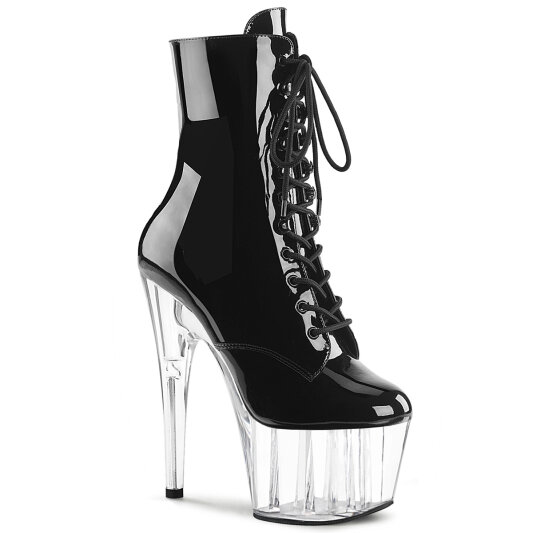 Pleaser ADORE-1020 Botines de Plataforma de Charol transparente Negro EU-44 / US-14