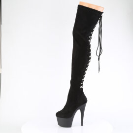Pleaser ADORE-3063 Botas de Plataforma sobre la Rodilla de Charol Negro EU-43 / US-13