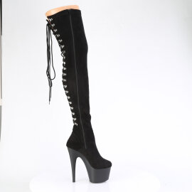 Pleaser ADORE-3063 Botas de Plataforma sobre la Rodilla de Charol Negro EU-43 / US-13