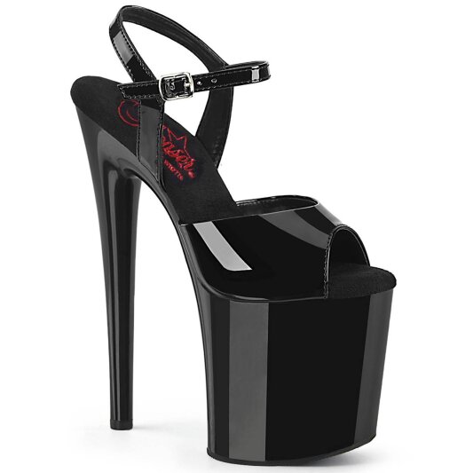 Pleaser NAUGHTY-809 Sandalia de Tacón Plataforma Charol Negro EU-41 / US-11
